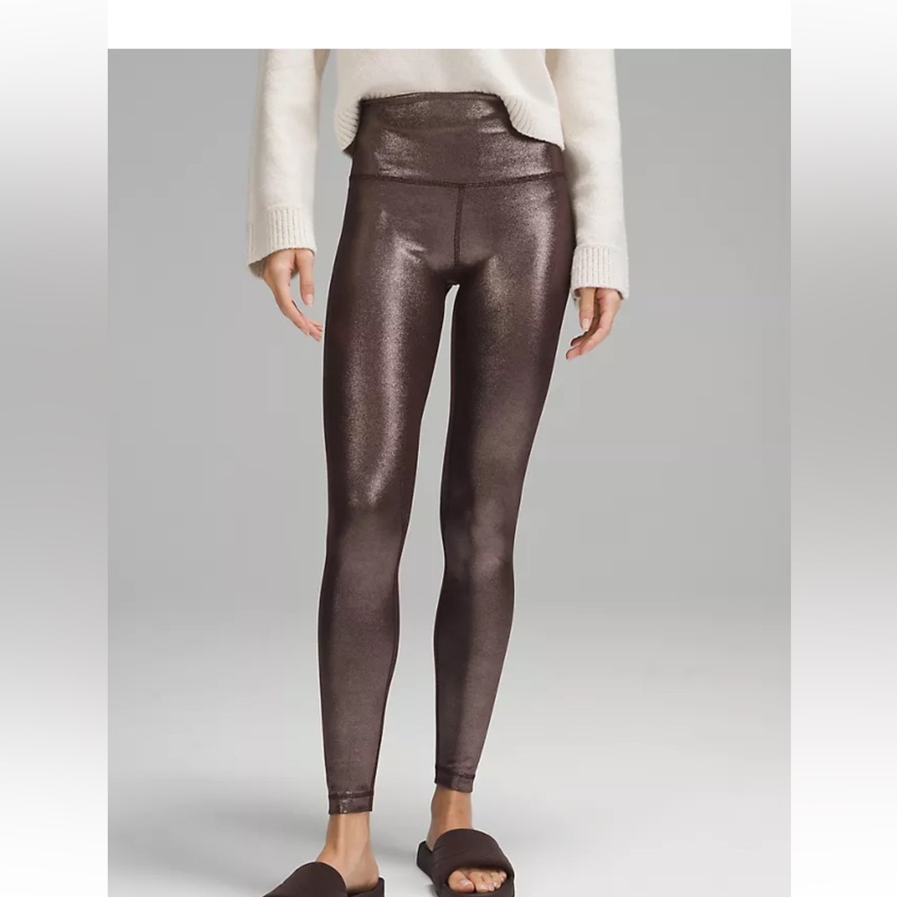 Lululemon Athletica high rise 28 inch Leggings Radiate Foil Print French Press
